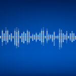 Sound wave and music equalizer background representing audio-visual accessibility.